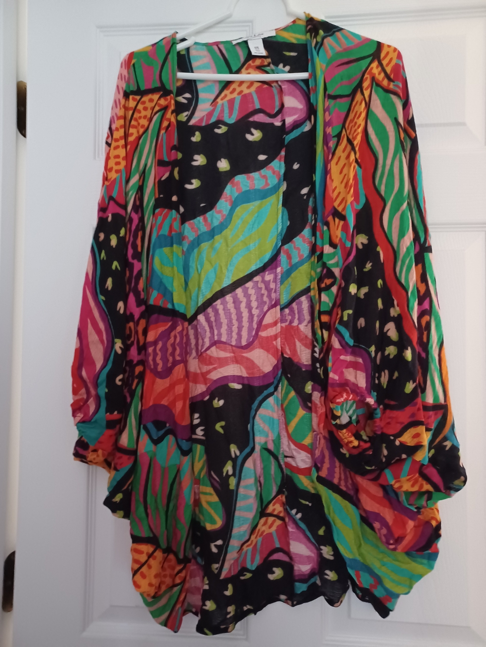 Anna And Ava Womens OSFM Multicolor Abstract Print Dolman Open Kimono